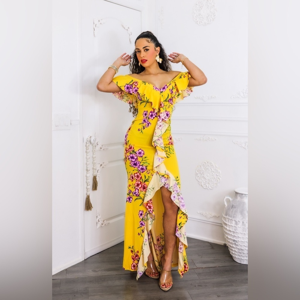 Floral Yellow Maxi Dress
